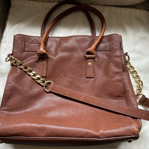 👜 AUTHENTIC Michael Kors Hamilton leather Satchel Shoulder Lock Key Clochette - Picture 6 of 14